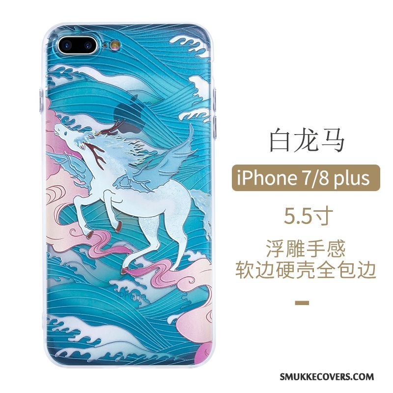 Etui iPhone 7 Plus Beskyttelse Telefonblå, Cover iPhone 7 Plus Kinesisk Stil Original