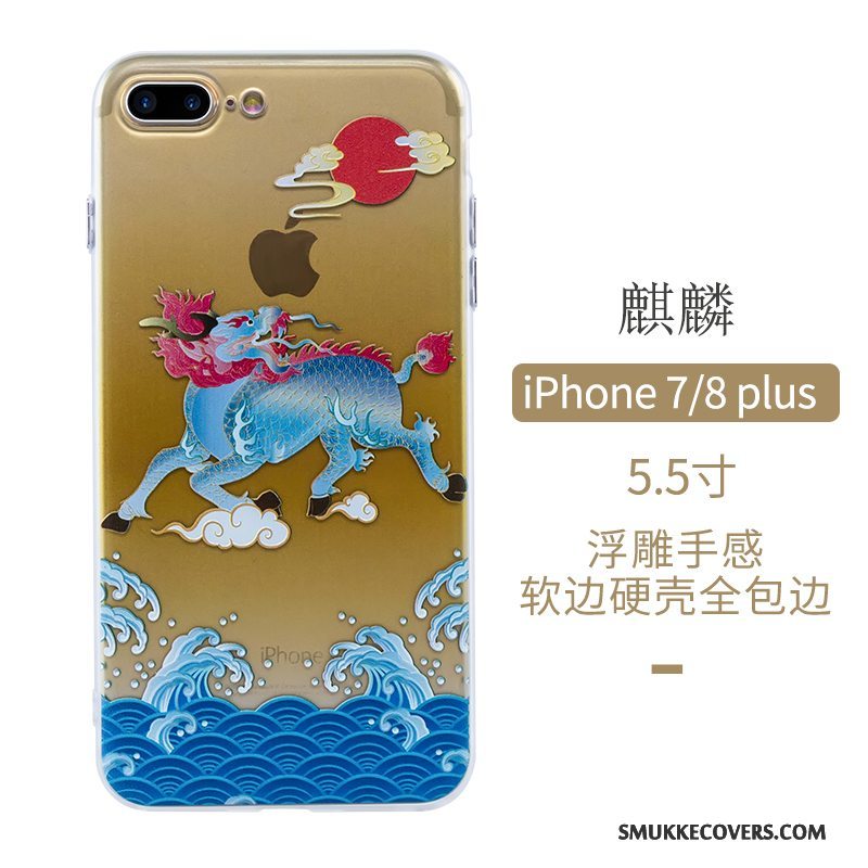Etui iPhone 7 Plus Beskyttelse Telefonblå, Cover iPhone 7 Plus Kinesisk Stil Original