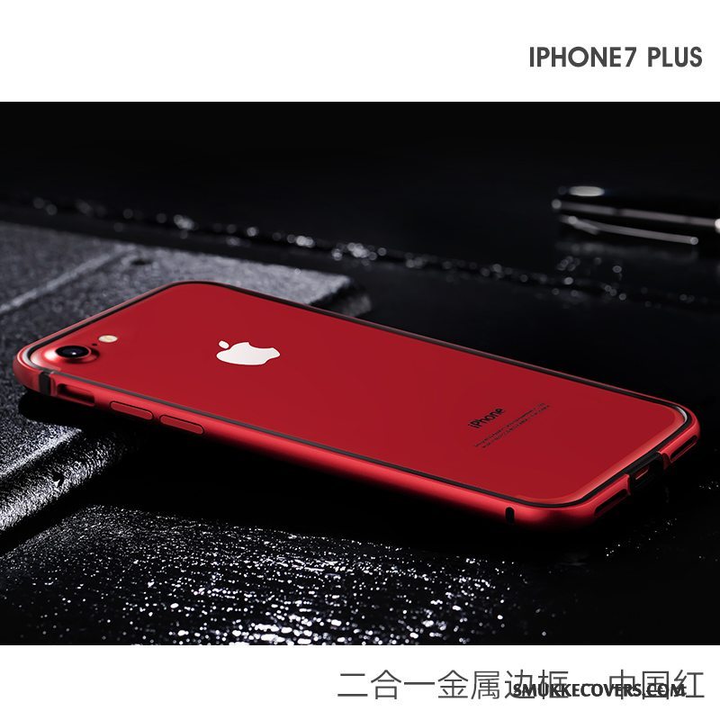Etui iPhone 7 Plus Metal Telefonanti-fald, Cover iPhone 7 Plus Silikone Ramme Sort