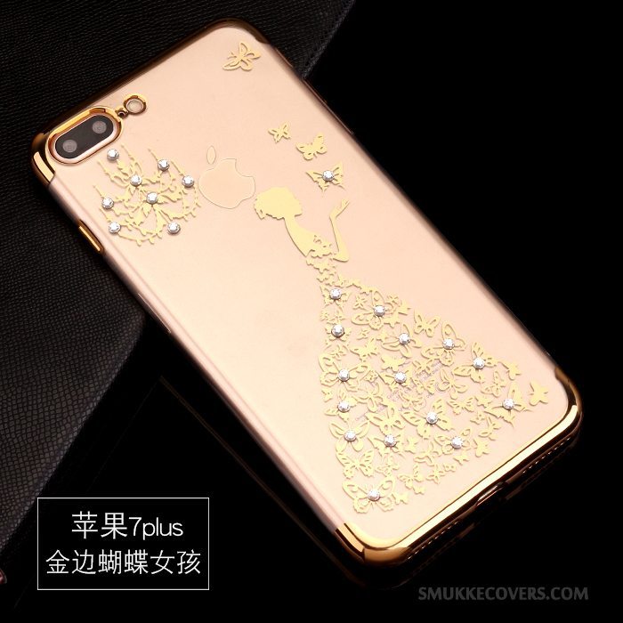 Etui iPhone 7 Plus Silikone Guld Telefon, Cover iPhone 7 Plus Luksus Trend Anti-fald
