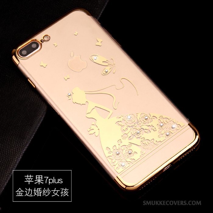 Etui iPhone 7 Plus Silikone Guld Telefon, Cover iPhone 7 Plus Luksus Trend Anti-fald