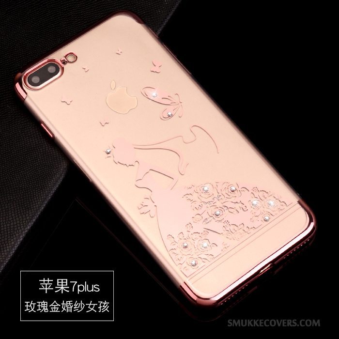 Etui iPhone 7 Plus Silikone Guld Telefon, Cover iPhone 7 Plus Luksus Trend Anti-fald