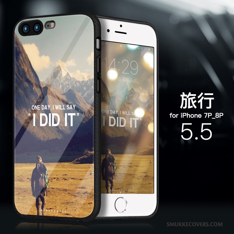 Etui iPhone 7 Plus Silikone Telefonblå, Cover iPhone 7 Plus Tasker Anti-fald Glas