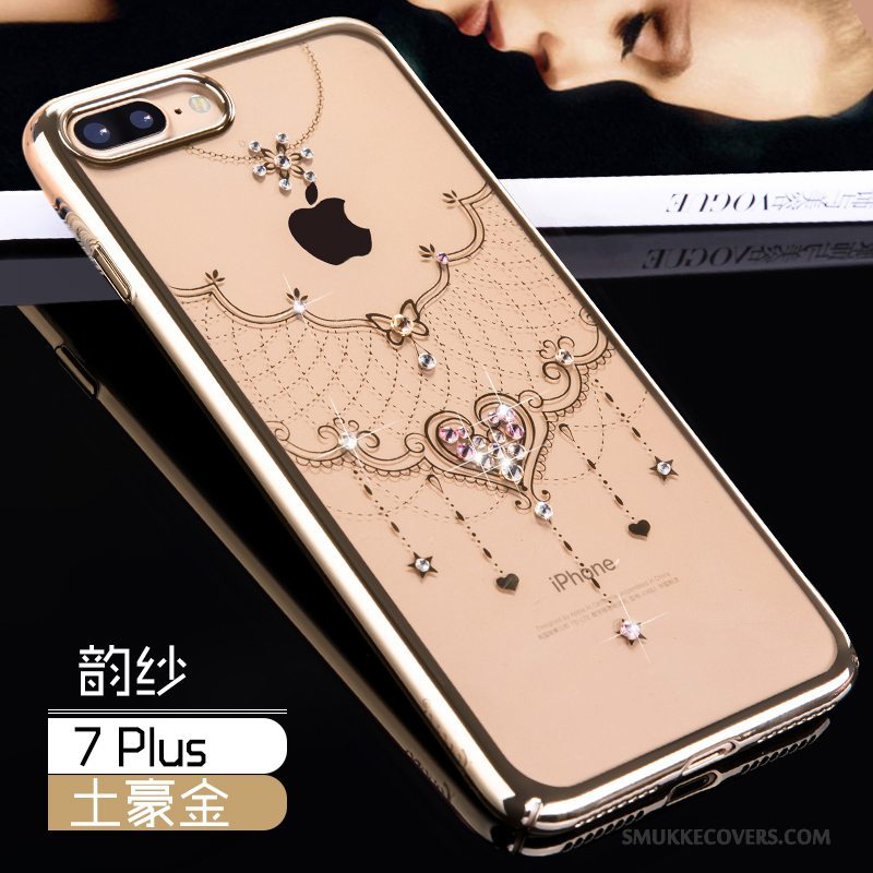 Etui iPhone 7 Plus Strass Anti-fald Guld, Cover iPhone 7 Plus Beskyttelse Hård Telefon