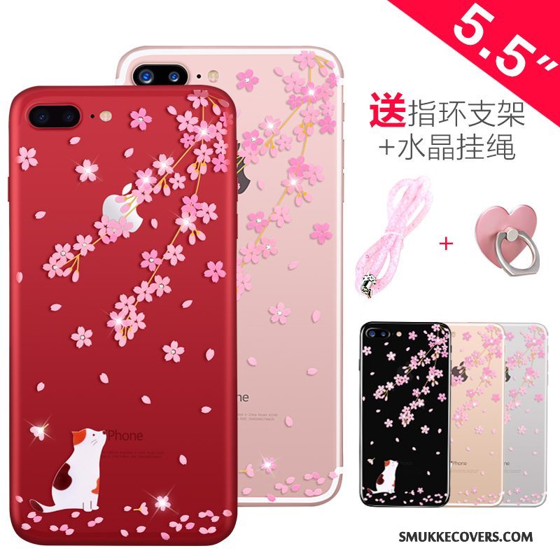 Etui iPhone 7 Plus Strass Ny Telefon, Cover iPhone 7 Plus Silikone Lyserød Gennemsigtig