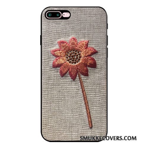 Etui iPhone 7 Plus Tasker Elegante Anti-fald, Cover iPhone 7 Plus Luksus Broderi Blomster