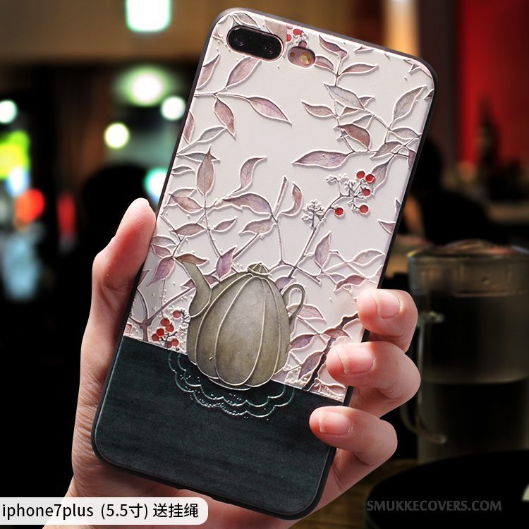 Etui iPhone 7 Plus Tasker Telefonelegante, Cover iPhone 7 Plus Silikone Kinesisk Stil Grøn