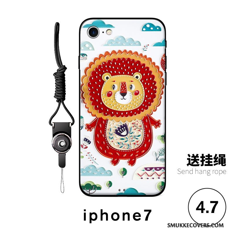 Etui iPhone 7 Relief Telefonanti-fald, Cover iPhone 7 Cartoon Hængende Ornamenter Smuk