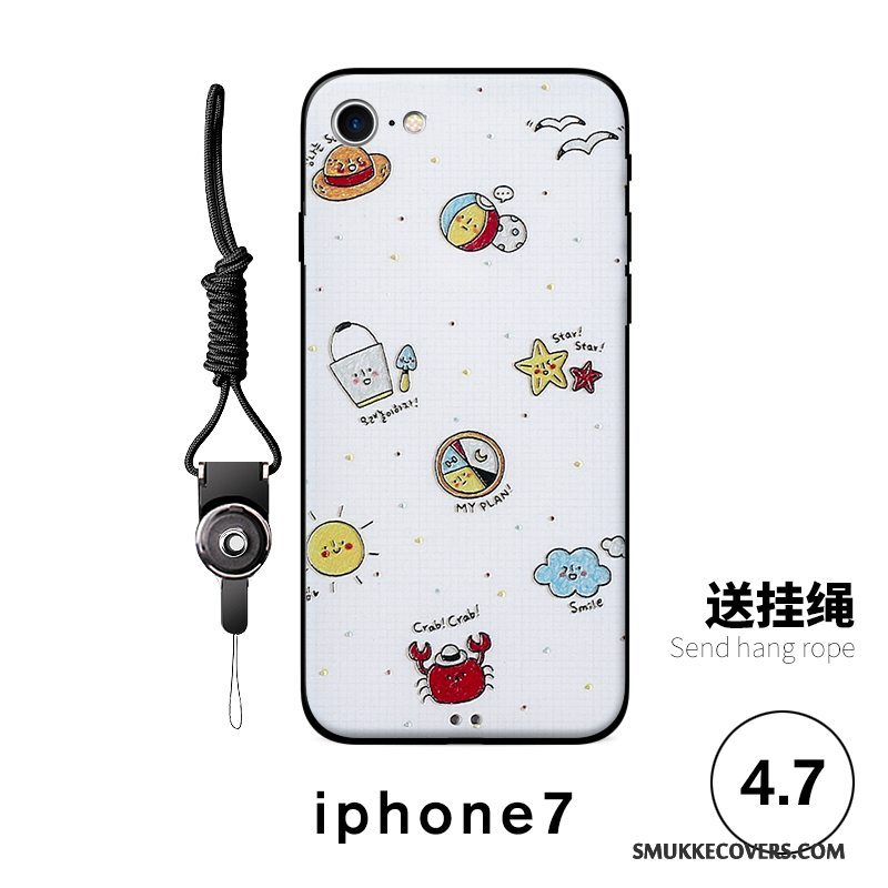 Etui iPhone 7 Relief Telefonanti-fald, Cover iPhone 7 Cartoon Hængende Ornamenter Smuk