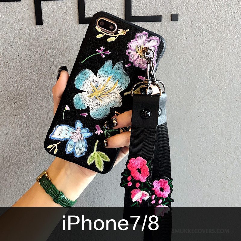 Etui iPhone 7 Silikone Trendy Ny, Cover iPhone 7 Blød Blå Blomster