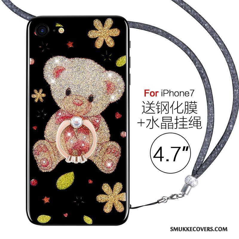 Etui iPhone 7 Strass Ny Telefon, Cover iPhone 7 Silikone Hængende Ornamenter Gennemsigtig