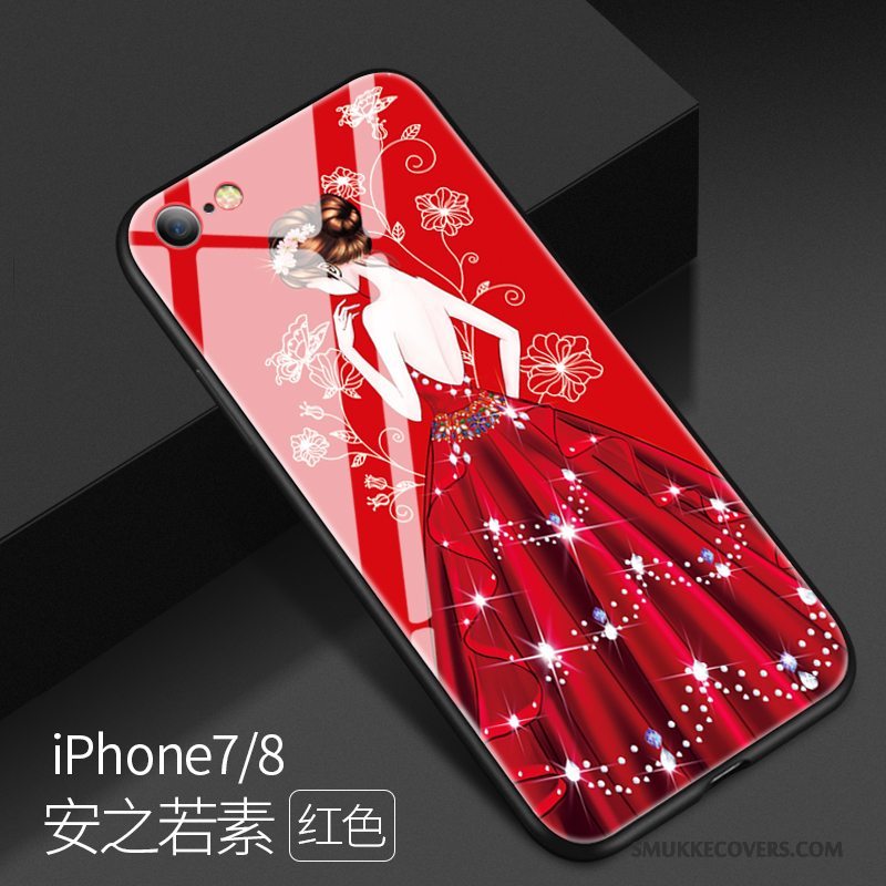 Etui iPhone 7 Tasker Rød Anti-fald, Cover iPhone 7 Kreativ Af Personlighed Glas