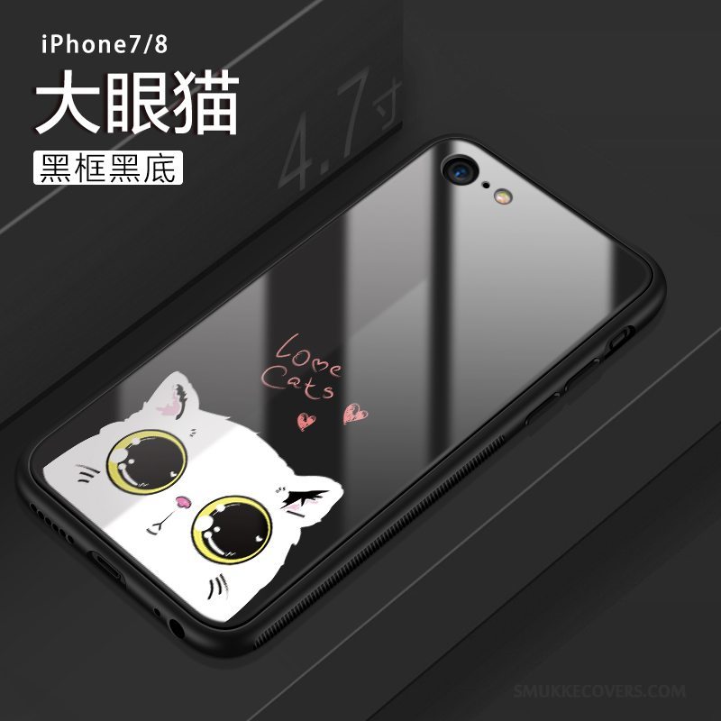 Etui iPhone 8 Cartoon Glas Telefon, Cover iPhone 8 Tasker Kat Ny