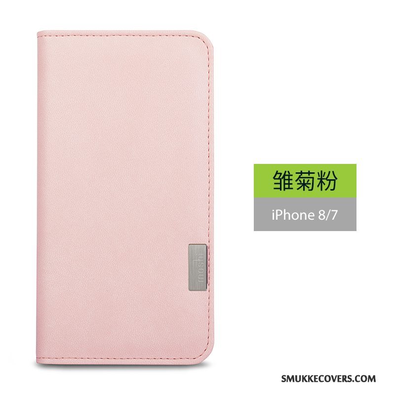 Etui iPhone 8 Folio Telefonlyserød, Cover iPhone 8 Læder Elegante