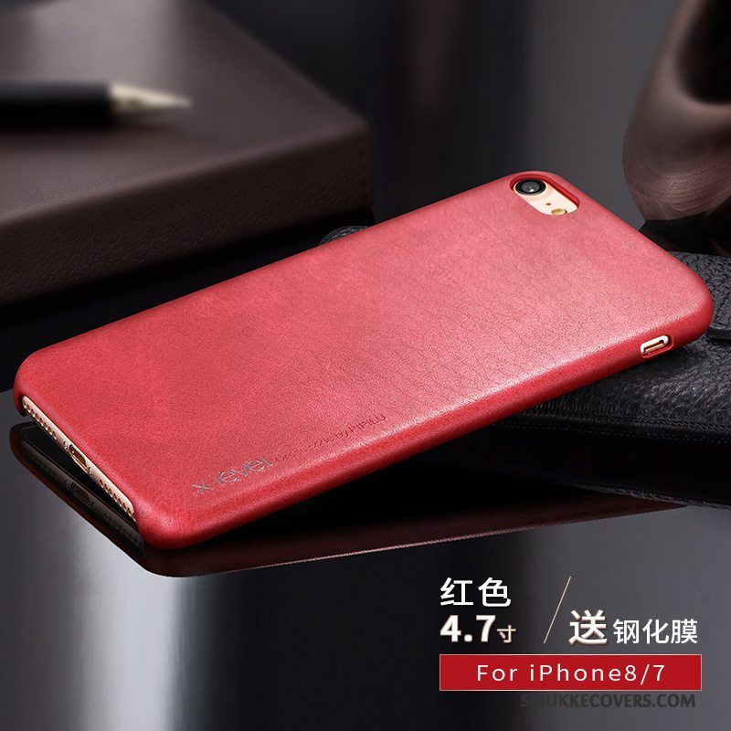 Etui iPhone 8 Læder Telefonbrun, Cover iPhone 8 Beskyttelse Kort Anti-fald