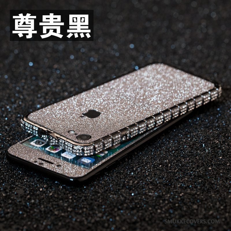 Etui iPhone 8 Metal Ramme Telefon, Cover iPhone 8 Strass Lyserød Anti-fald