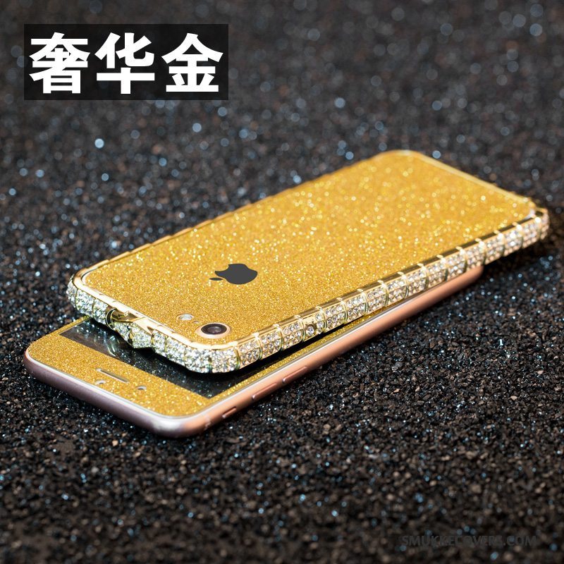 Etui iPhone 8 Metal Ramme Telefon, Cover iPhone 8 Strass Lyserød Anti-fald