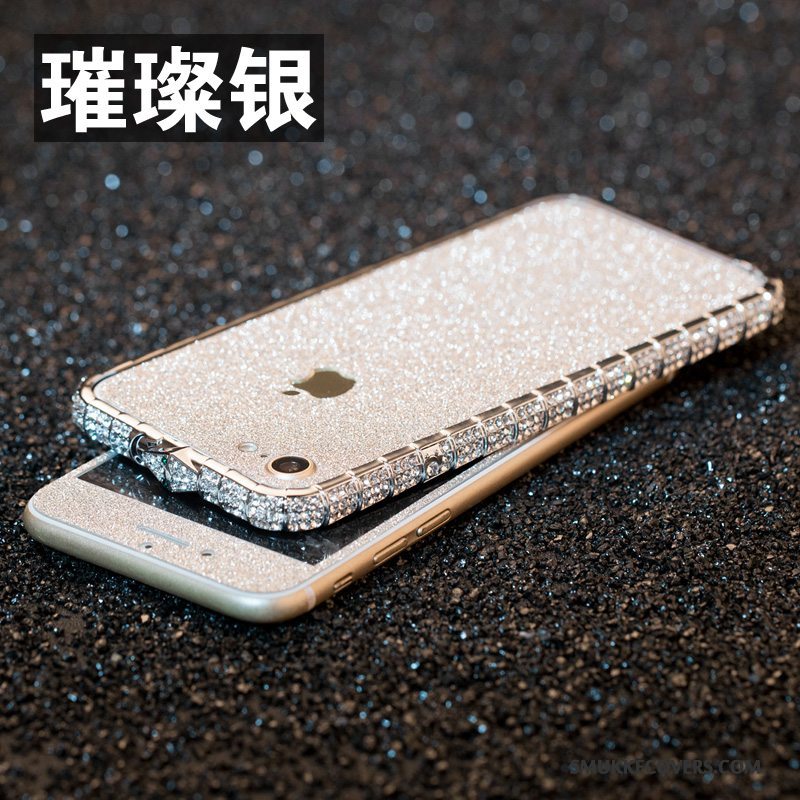 Etui iPhone 8 Metal Ramme Telefon, Cover iPhone 8 Strass Lyserød Anti-fald