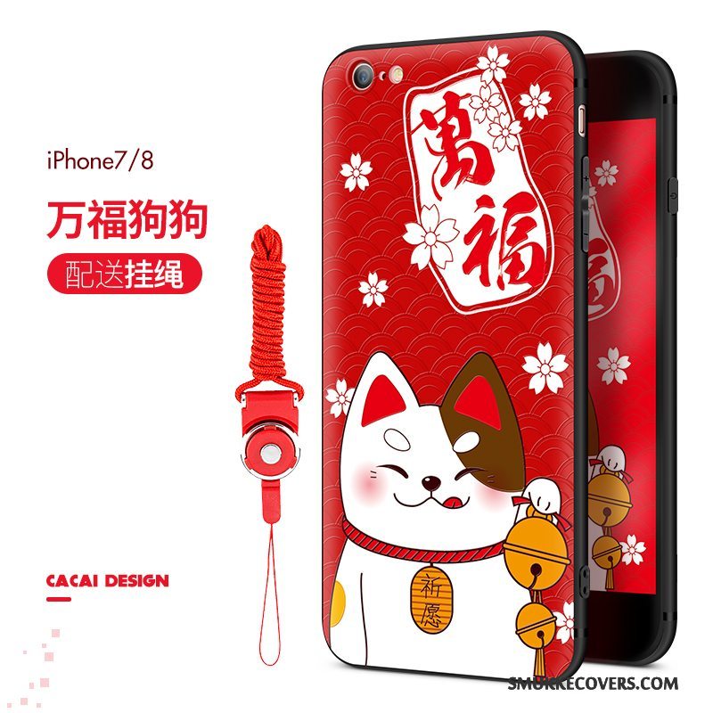 Etui iPhone 8 Plus Beskyttelse Anti-fald Telefon, Cover iPhone 8 Plus Cartoon Lyserød