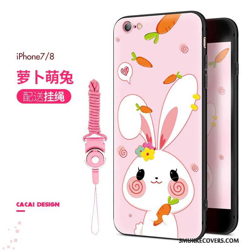 Etui iPhone 8 Plus Beskyttelse Anti-fald Telefon, Cover iPhone 8 Plus Cartoon Lyserød