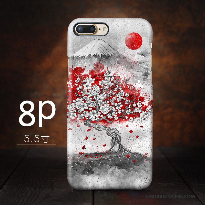 Etui iPhone 8 Plus Beskyttelse Rød Telefon, Cover iPhone 8 Plus Nubuck Hård