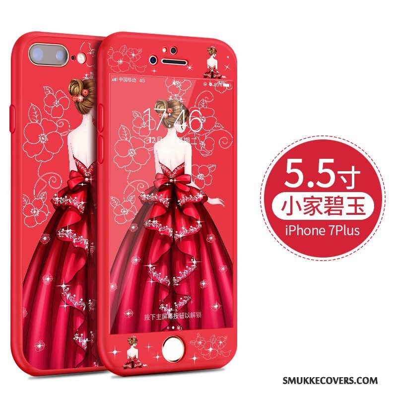 Etui iPhone 8 Plus Cartoon Anti-fald Rød, Cover iPhone 8 Plus Blød Telefon