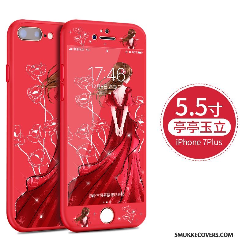 Etui iPhone 8 Plus Cartoon Anti-fald Rød, Cover iPhone 8 Plus Blød Telefon