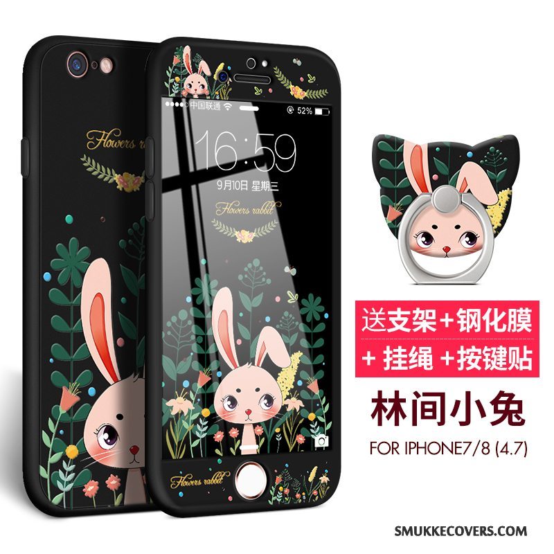 Etui iPhone 8 Plus Cartoon Anti-fald Telefon, Cover iPhone 8 Plus Tasker Tynd Sort