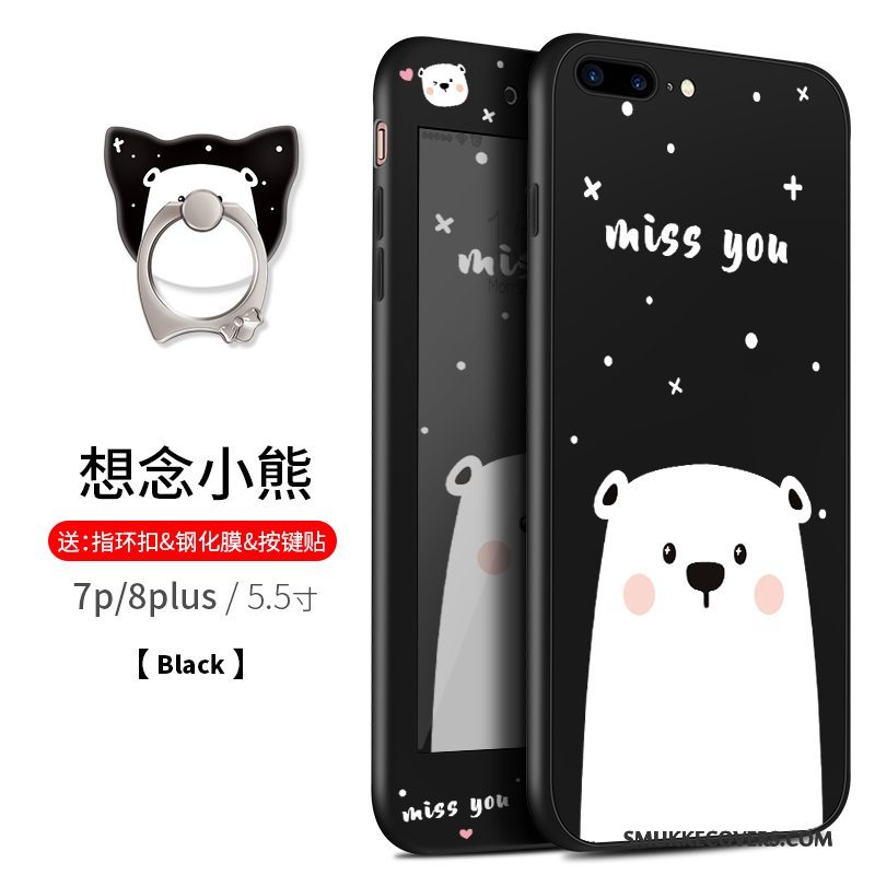 Etui iPhone 8 Plus Cartoon Lyserød Sort, Cover iPhone 8 Plus Blød Telefonanti-fald