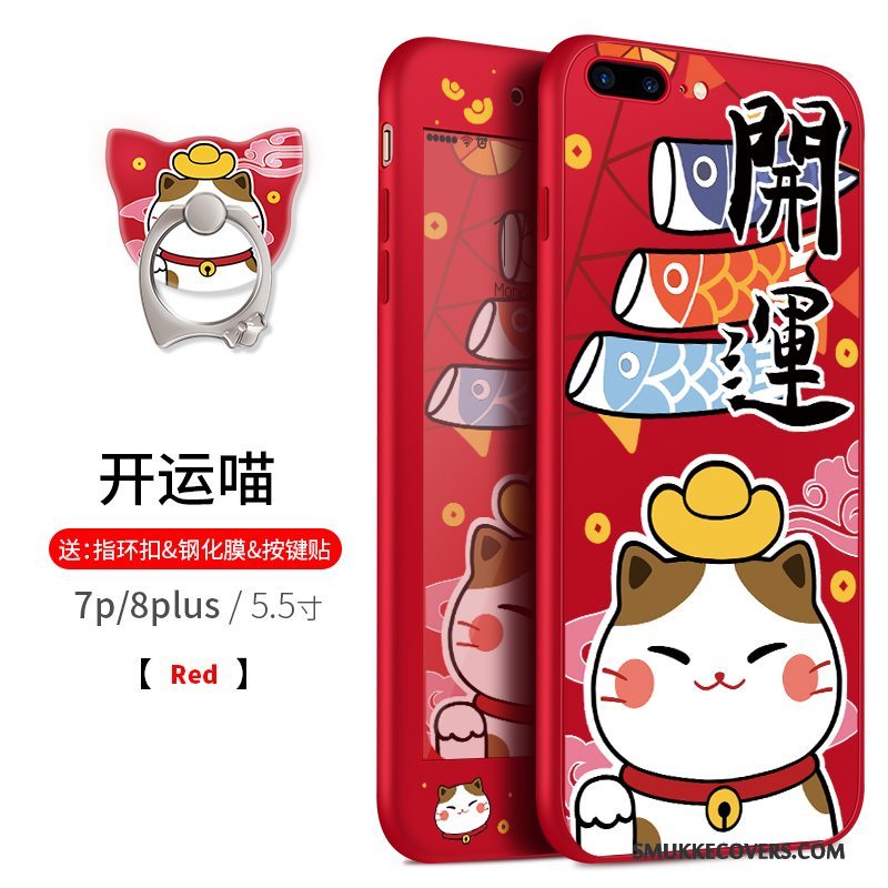 Etui iPhone 8 Plus Cartoon Lyserød Sort, Cover iPhone 8 Plus Blød Telefonanti-fald