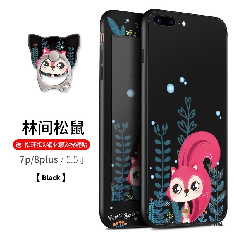 Etui iPhone 8 Plus Cartoon Lyserød Sort, Cover iPhone 8 Plus Blød Telefonanti-fald