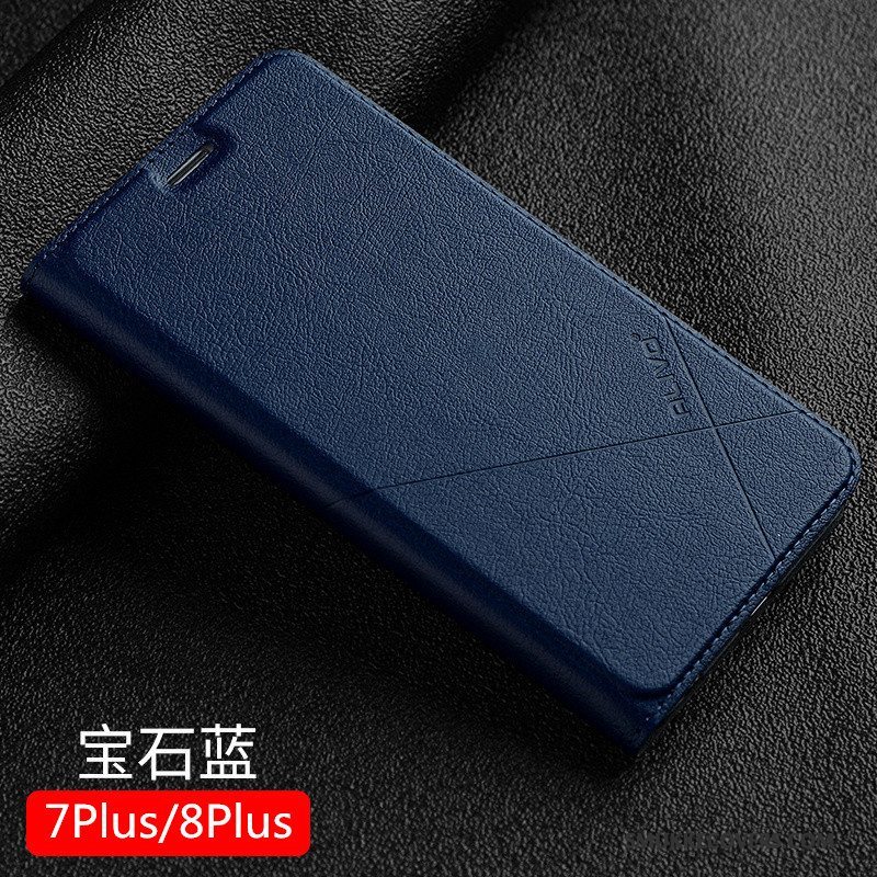 Etui iPhone 8 Plus Folio Telefonanti-fald, Cover iPhone 8 Plus Læder Sort Trend