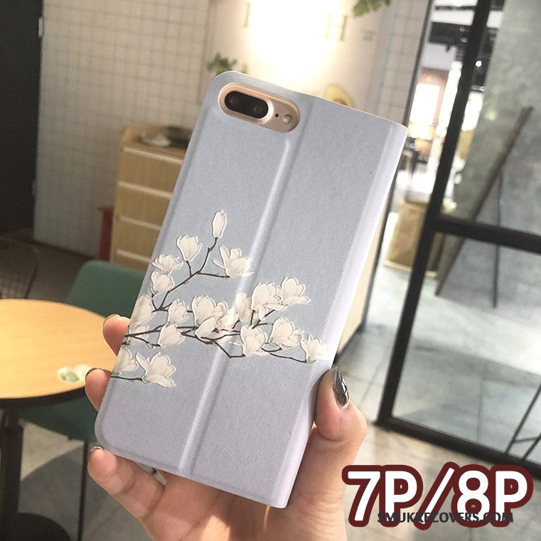 Etui iPhone 8 Plus Folio Telefonlyserød, Cover iPhone 8 Plus Beskyttelse