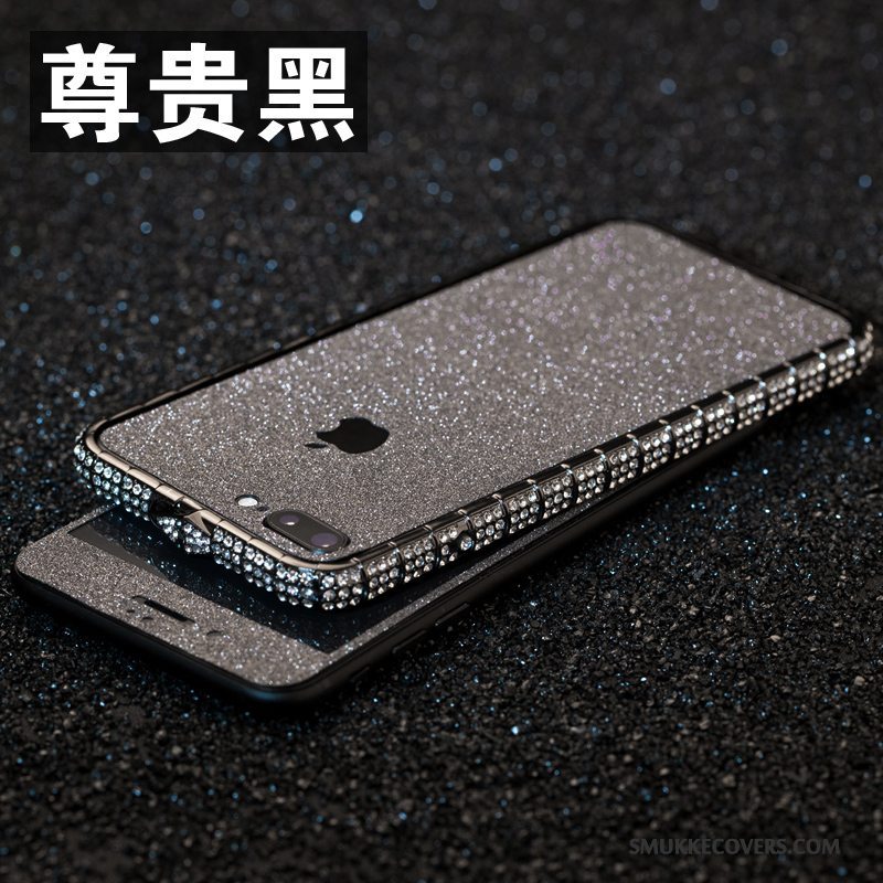 Etui iPhone 8 Plus Metal Anti-fald Ny, Cover iPhone 8 Plus Strass Ramme Telefon