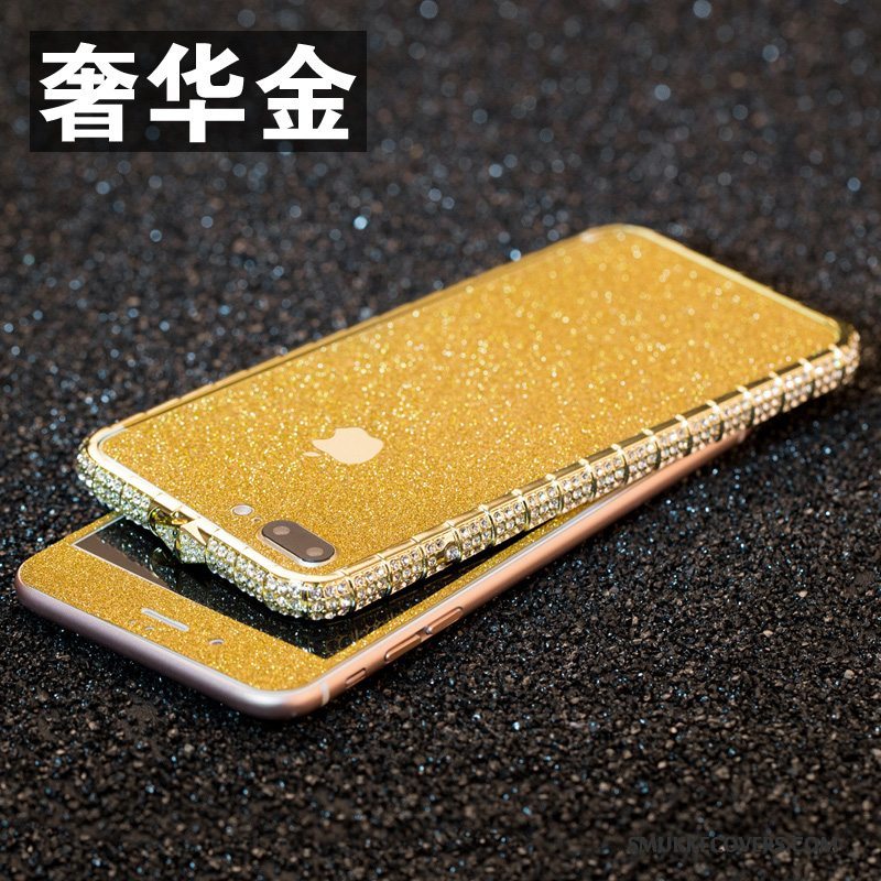 Etui iPhone 8 Plus Metal Anti-fald Ny, Cover iPhone 8 Plus Strass Ramme Telefon