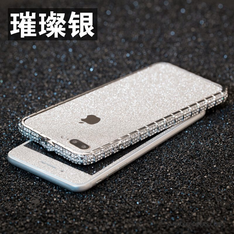 Etui iPhone 8 Plus Metal Anti-fald Ny, Cover iPhone 8 Plus Strass Ramme Telefon