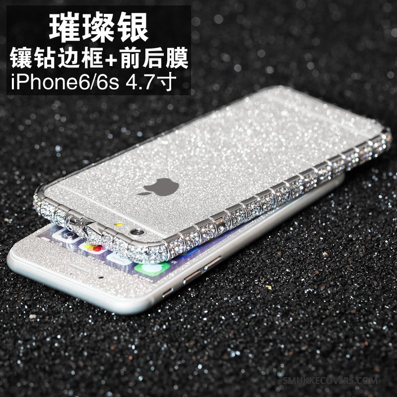 Etui iPhone 8 Plus Metal Anti-fald Ny, Cover iPhone 8 Plus Strass Ramme Telefon