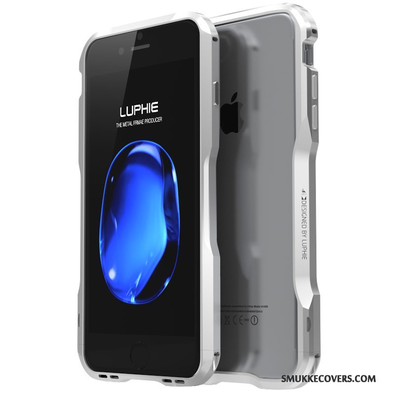 Etui iPhone 8 Plus Metal Guld Ramme, Cover iPhone 8 Plus Beskyttelse Anti-fald Telefon