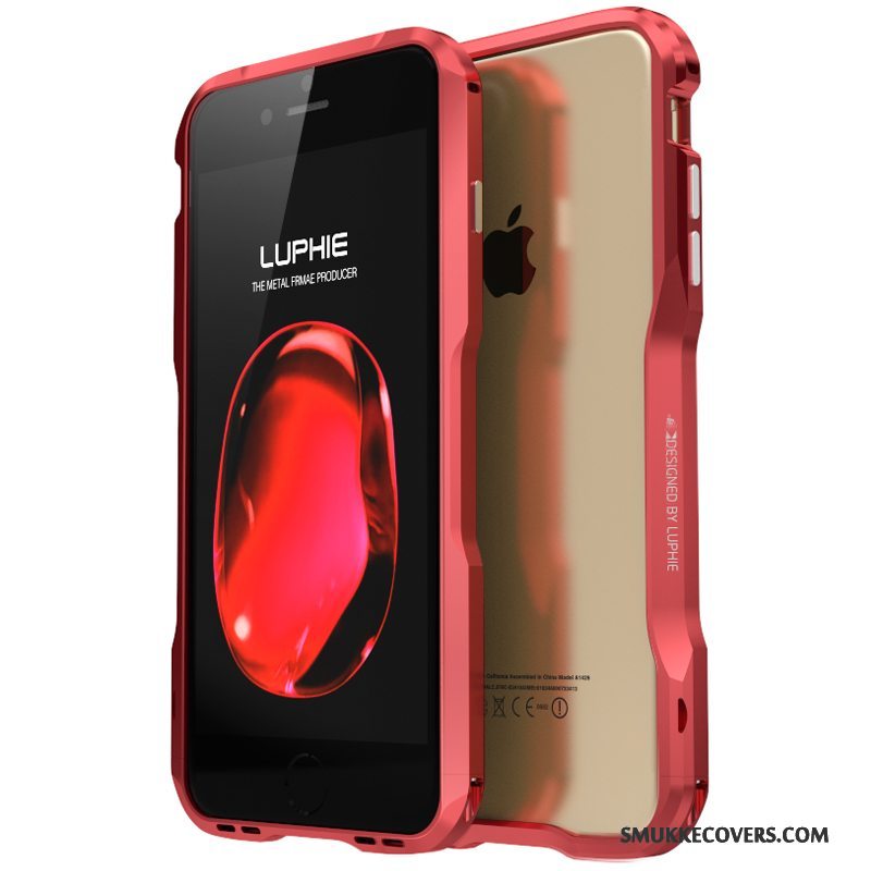 Etui iPhone 8 Plus Metal Guld Ramme, Cover iPhone 8 Plus Beskyttelse Anti-fald Telefon