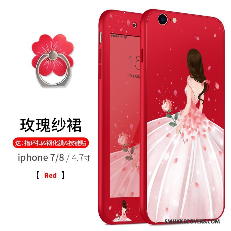 Etui iPhone 8 Plus Silikone Anti-fald Telefon, Cover iPhone 8 Plus Tasker Rød Hængende Ornamenter