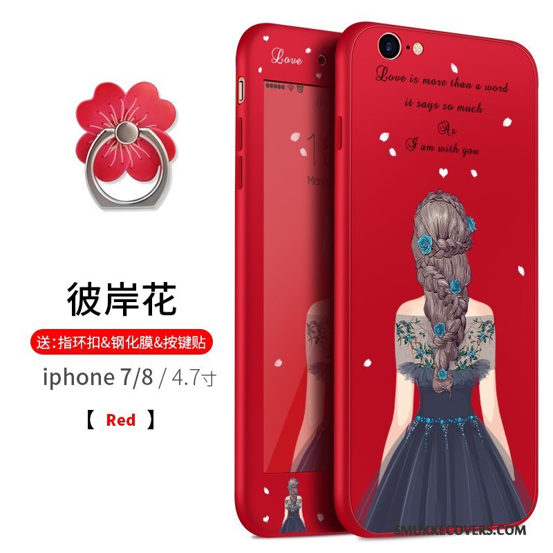 Etui iPhone 8 Plus Silikone Anti-fald Telefon, Cover iPhone 8 Plus Tasker Rød Hængende Ornamenter