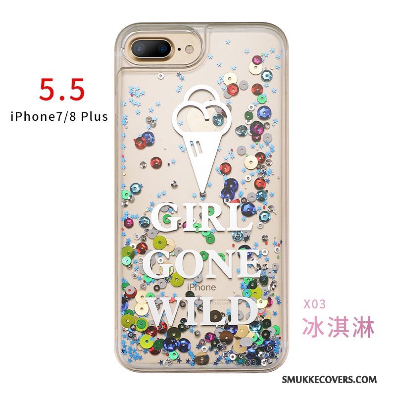 Etui iPhone 8 Plus Silikone Flydende Ny, Cover iPhone 8 Plus Beskyttelse Quicksand Gul