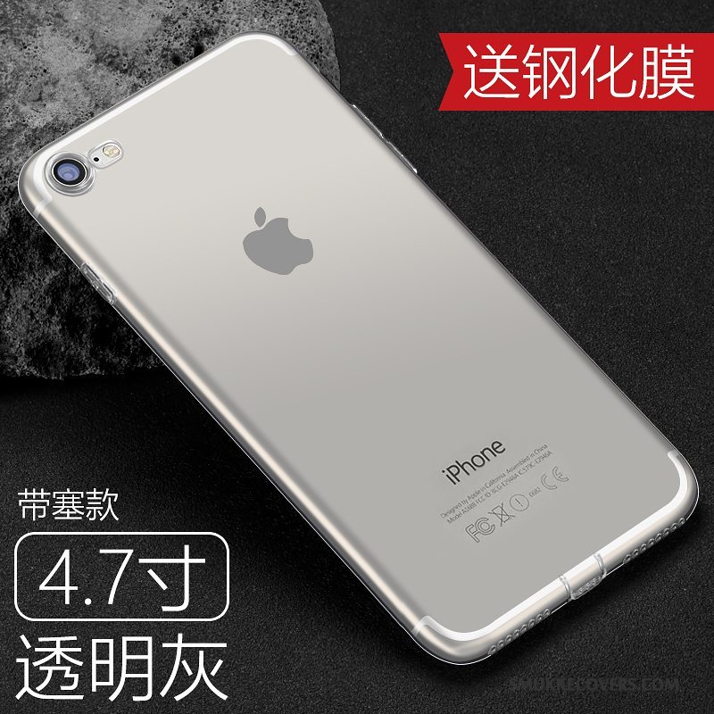 Etui iPhone 8 Plus Silikone Telefonanti-fald, Cover iPhone 8 Plus Beskyttelse Gennemsigtig Guld