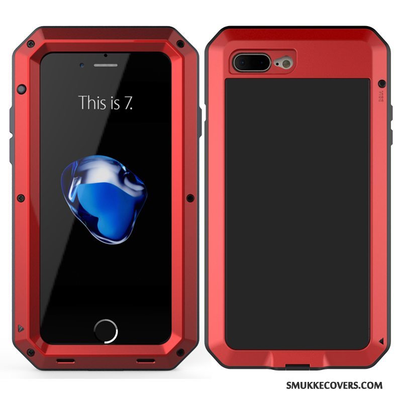 Etui iPhone 8 Plus Silikone Telefonrød, Cover iPhone 8 Plus Tasker Ramme Tre Forsvar