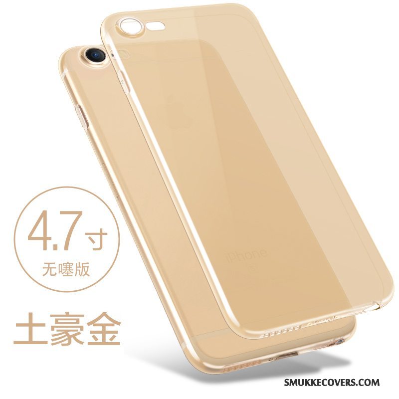 Etui iPhone 8 Plus Silikone Tynd Gennemsigtig, Cover iPhone 8 Plus Tasker Guld Telefon