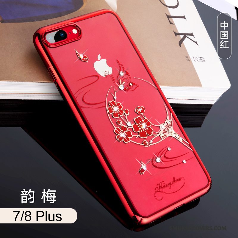 Etui iPhone 8 Plus Strass Lyserød Ny, Cover iPhone 8 Plus Luksus Hængende Ornamenter Telefon