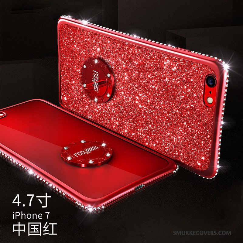 Etui iPhone 8 Plus Strass Ring Lyserød, Cover iPhone 8 Plus Silikone Anti-fald Telefon