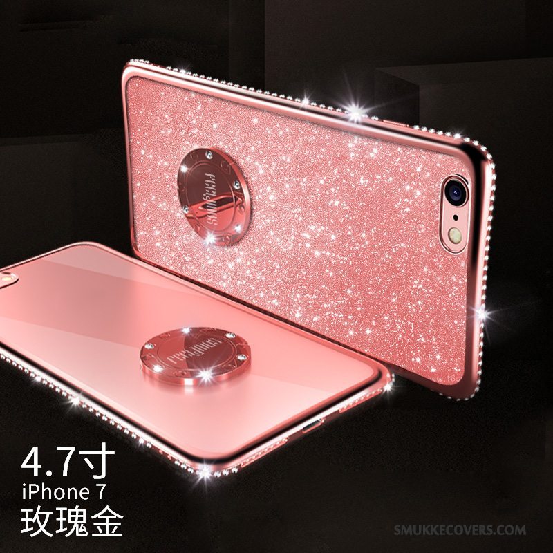 Etui iPhone 8 Plus Strass Ring Lyserød, Cover iPhone 8 Plus Silikone Anti-fald Telefon