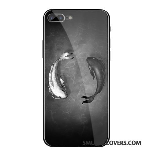 Etui iPhone 8 Plus Tasker Glas Trend, Cover iPhone 8 Plus Kreativ Blå Telefon
