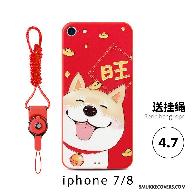 Etui iPhone 8 Plus Tasker Ny Anti-fald, Cover iPhone 8 Plus Rød Hund